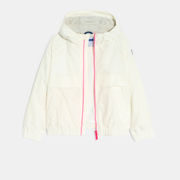 سترة واقية من المطر بغطاء رأس باللون البيج للفتيات